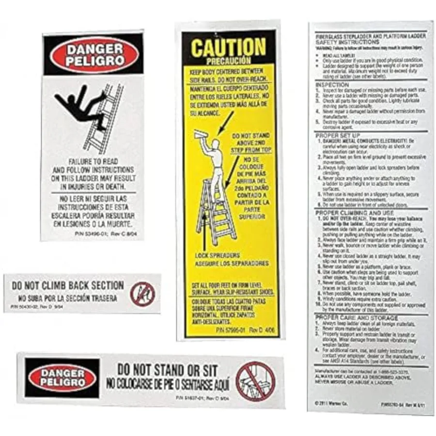 

10 Pack 300 LB Fiberglass Step Ladder Replacement Label Kit
