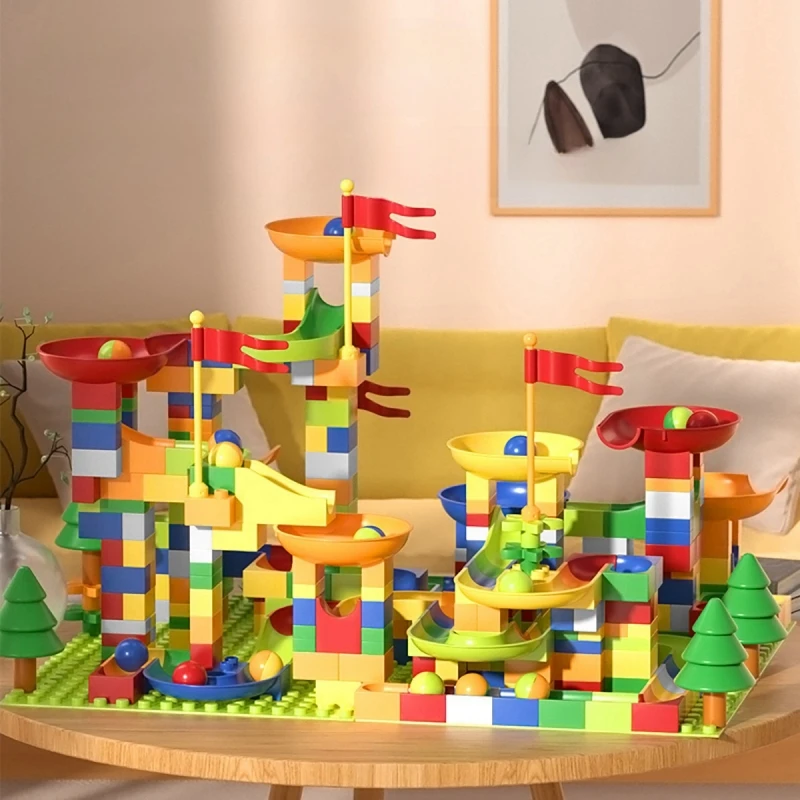 100/200/300PCS BIG SIZE Marble Race Run Maze Ball Track Building Blocks Funnel Slide Assemble Bricks Compatible Blocks Toy