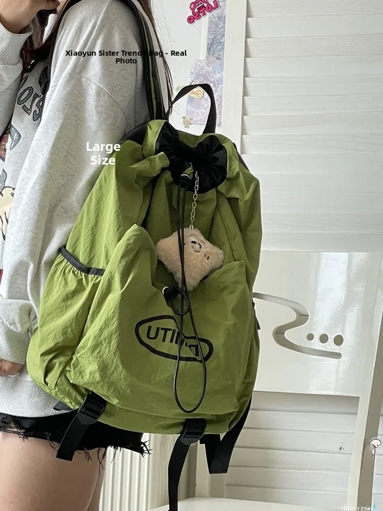 Travel Lightweight Drawstring Unisex Backpack Double Shoulder Bag for Class Hiking Students Commuting Waterproof Casual Backpack