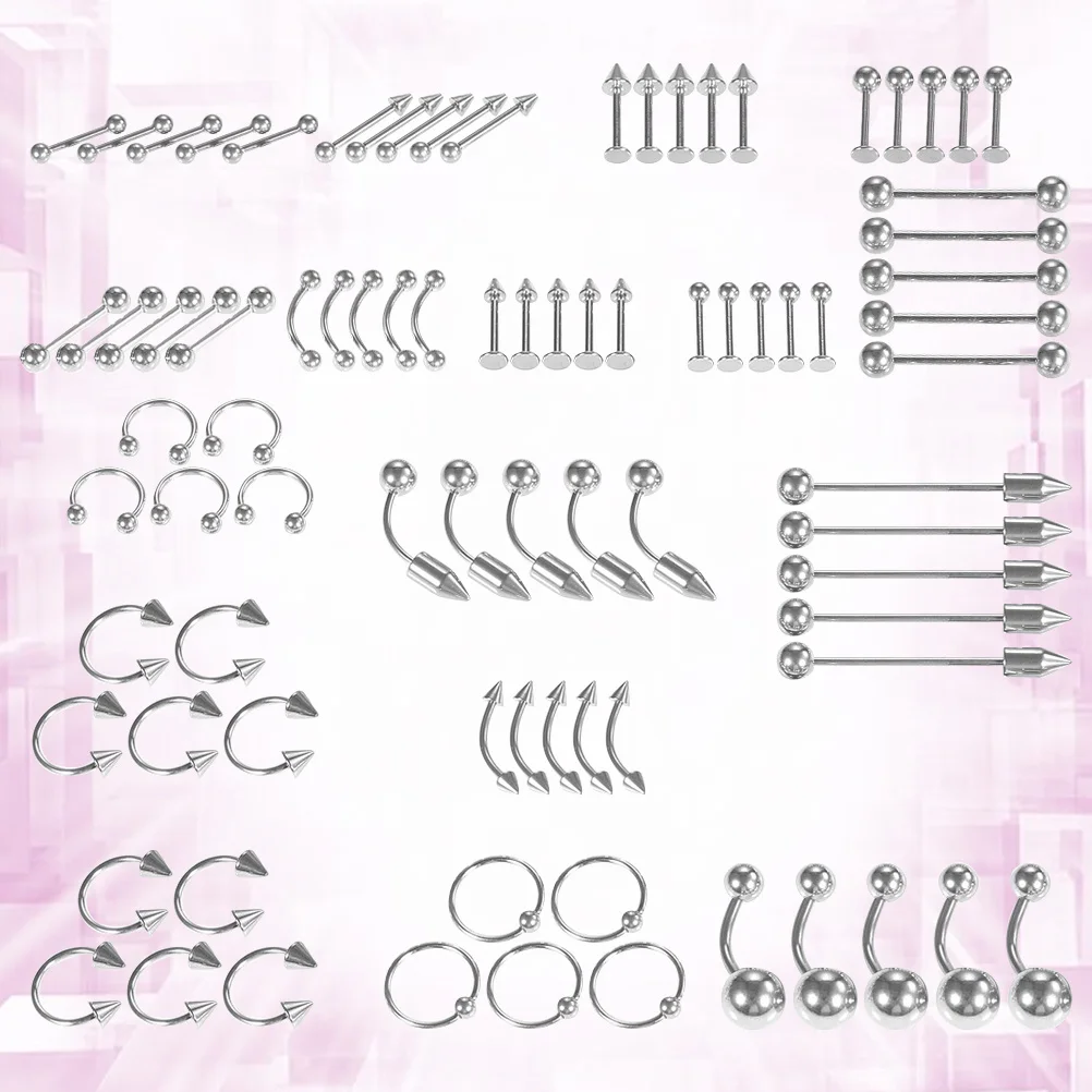 1 مجموعة من ترصيع الأنف مجوهرات حلقة ثقب الشفاه Labret البطن خاتم على شكل زر المقاوم للصدأ زخرفة الجسم لولائم الحفلات #6