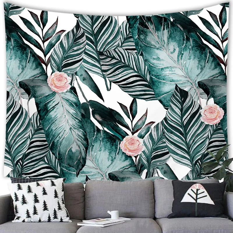 Tropical Plants Green Leaves Tapestry Wall Hanging Green Leaves Decor Tapestry Party Home Decoration Tapestry Wall Hanging