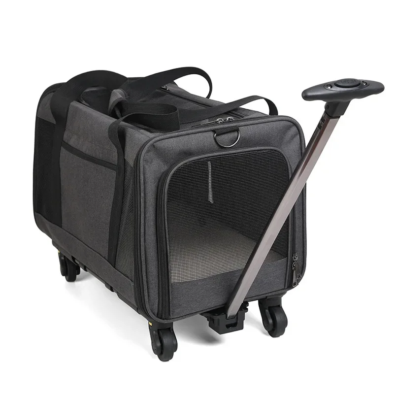 

New style breathable portable high quality pet travel carrier with wheels with collapsible portable pet box