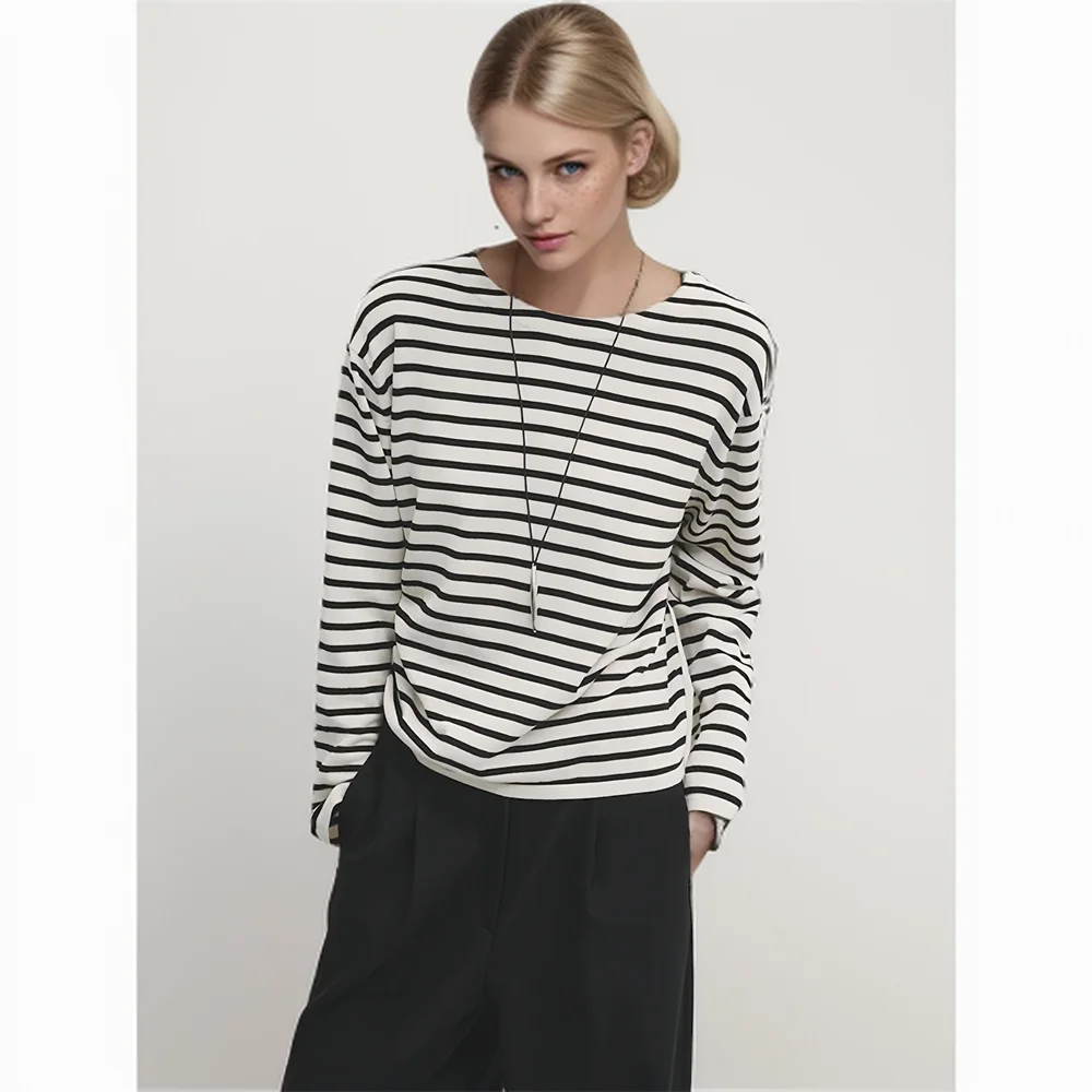 Cos Lris2024 women's autumn new product temperament lazy style striped fashion thin crewneck sweater 05619665712