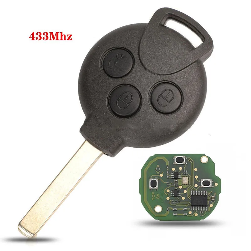 

3 Buttons 433MHz Car Key Smart Remote Control ID46 Chip PCF 7941 For Smart 451 Fortwo Coupe Cabrio