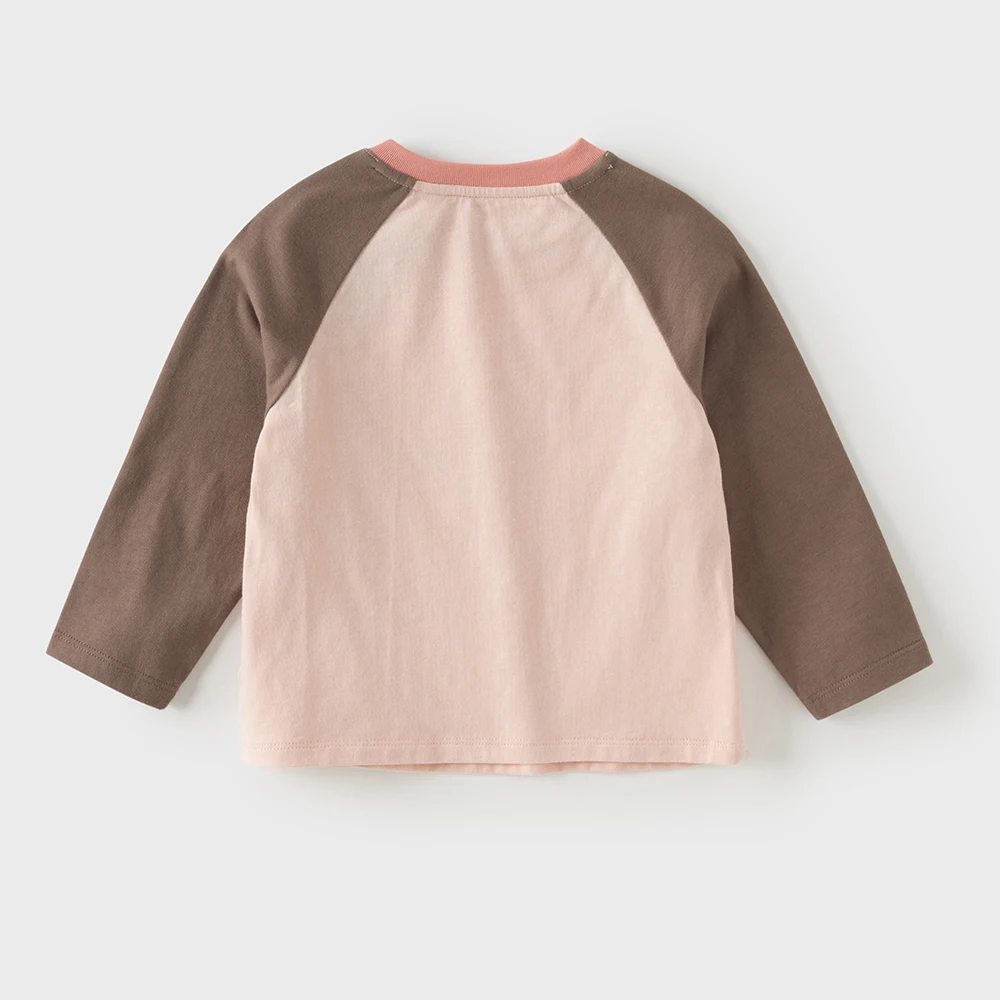 Dave Bella Printed T-shirt for Children Girls Pullover Top Pure Cotton Spring Autumn Long Sleeve Bottom Casual Fashion DB3263020