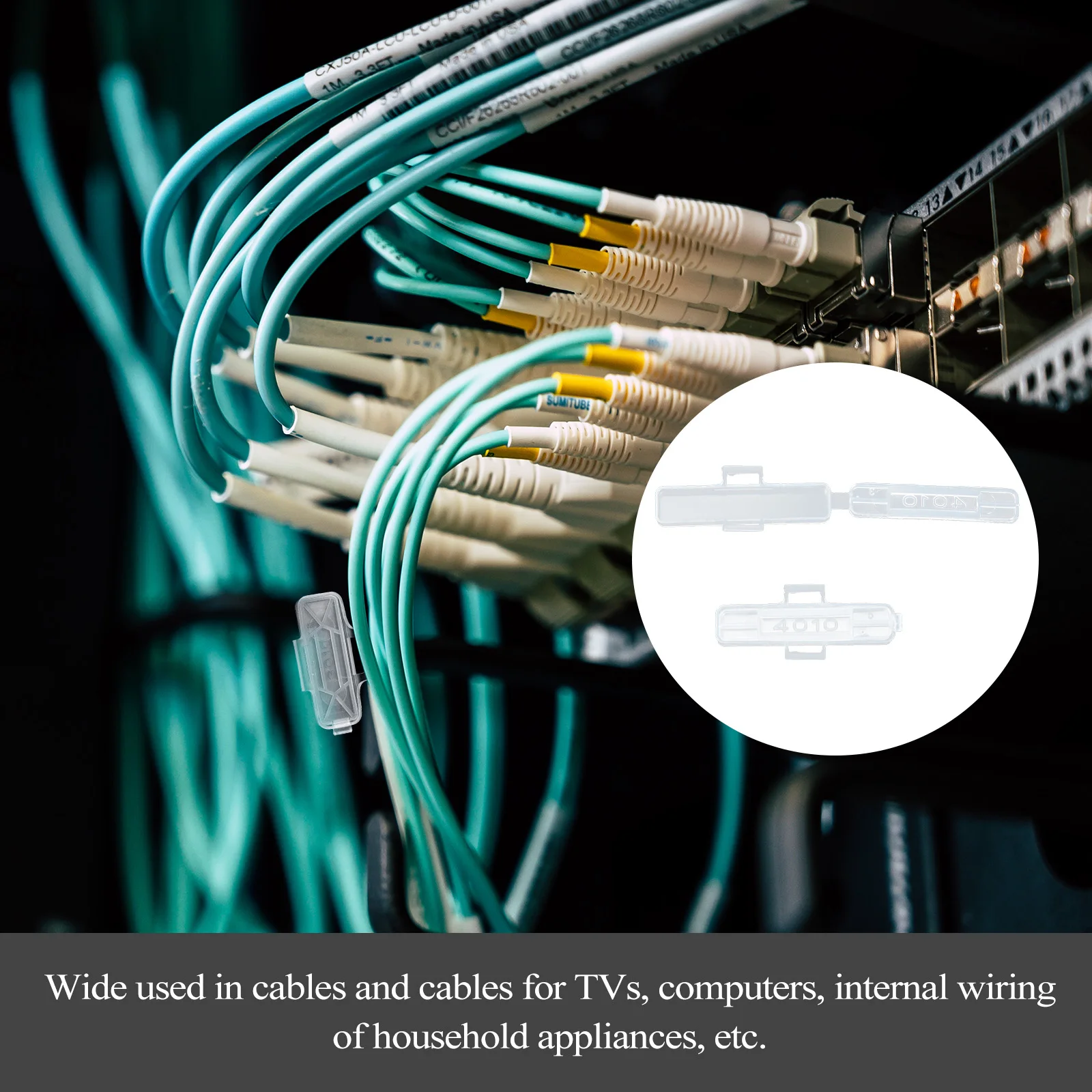 

100Pcs Cable Label Name Box Transparent Cable Tags Holder Case for Wire Sign Identification Cord Organizer Cord Labels Case