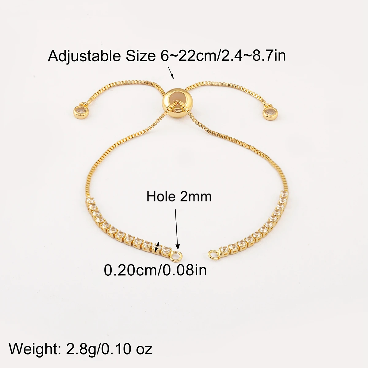 Nidin الساخن الأبيض الزركون الموازي/العمودي ربط 3 قطعة/الوحدة سوار للنساء قابل للتعديل سلسلة مجوهرات اكسسوارات بالجملة #2