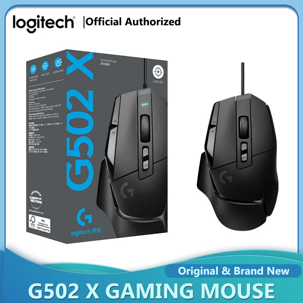 لوجيتك G502 X السلكية الألعاب ماوس لايت فورس الهجين البصرية الميكانيكية الأساسية مفاتيح بطل 25K الألعاب الاستشعار للبرمجة