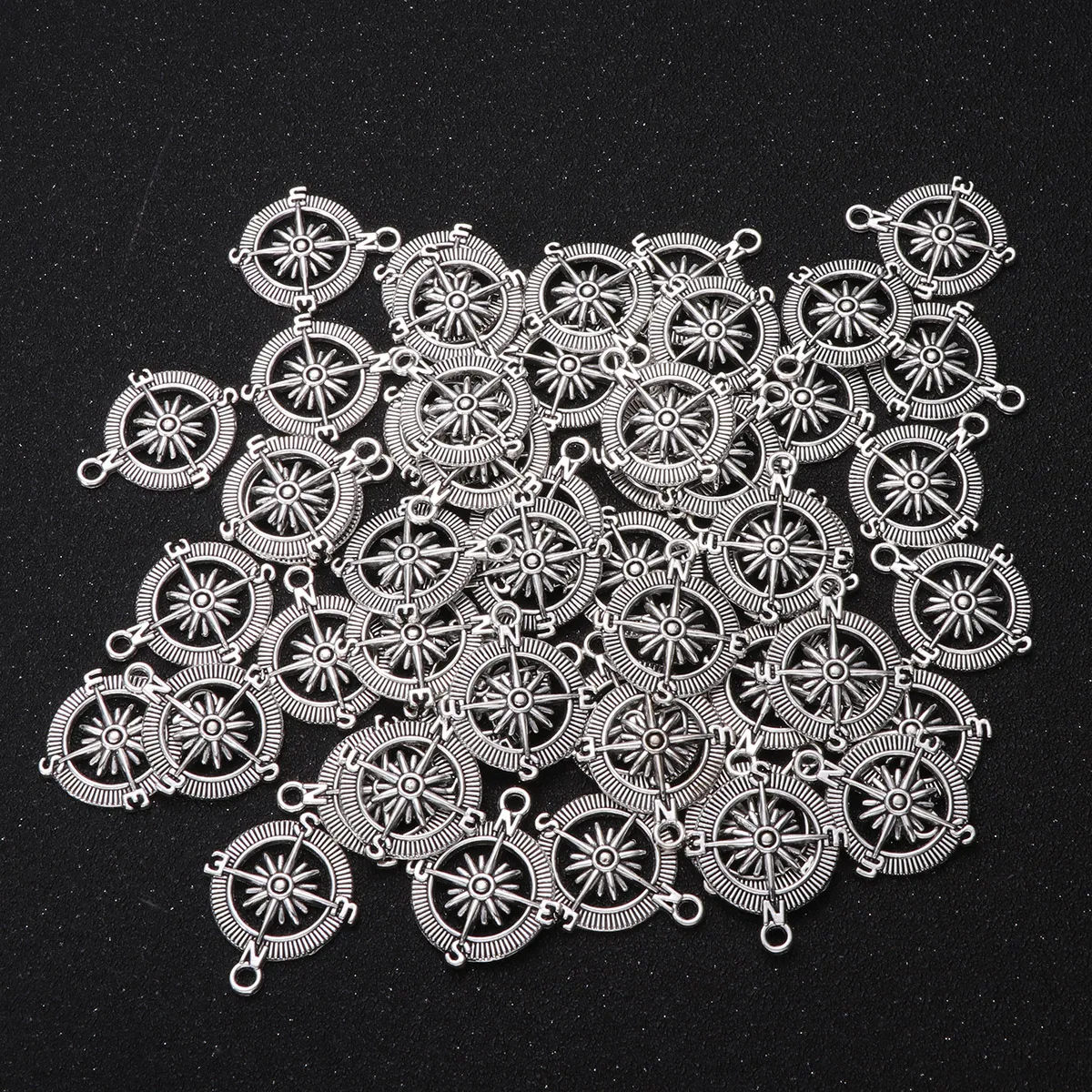 

50 Pcs Alloy Pendant Charm Silver Polished Graduation Themed DIY Jewelry Making Pendants Compass Shaped Charms Bracelet Necklace
