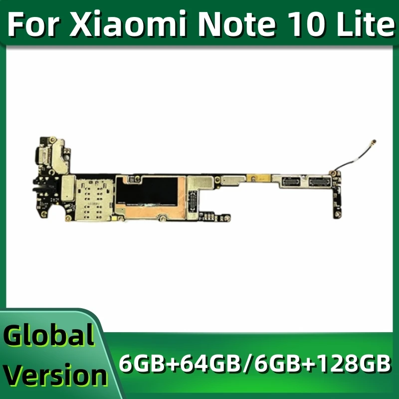 Mainboard for Xiaomi Mi Note 10 Lite, Unlocked Main Circuits Board, 64GB, 128GB, Global ROM