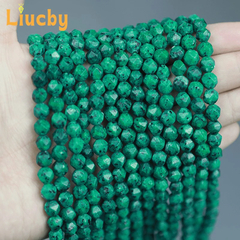 

Natural Stone Faceted Green hemp stone Beads DIY keychain Earrings Handstring Accessories For Jewelry Making 15'' Wholesale 8MM