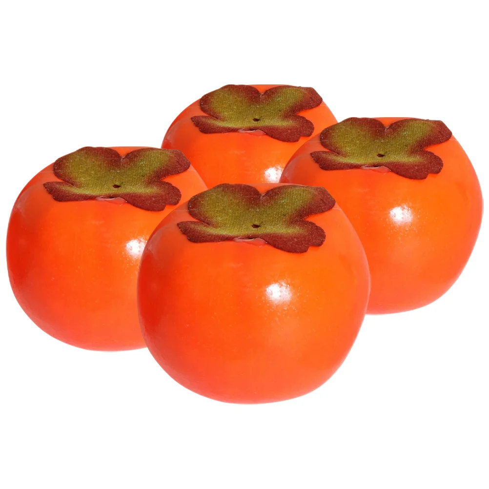 4 Pcs Showcase Simulation Persimmon Toy Faux Fruit Ornament Foam Lifelike Fruits Adornment Imitation Ornaments