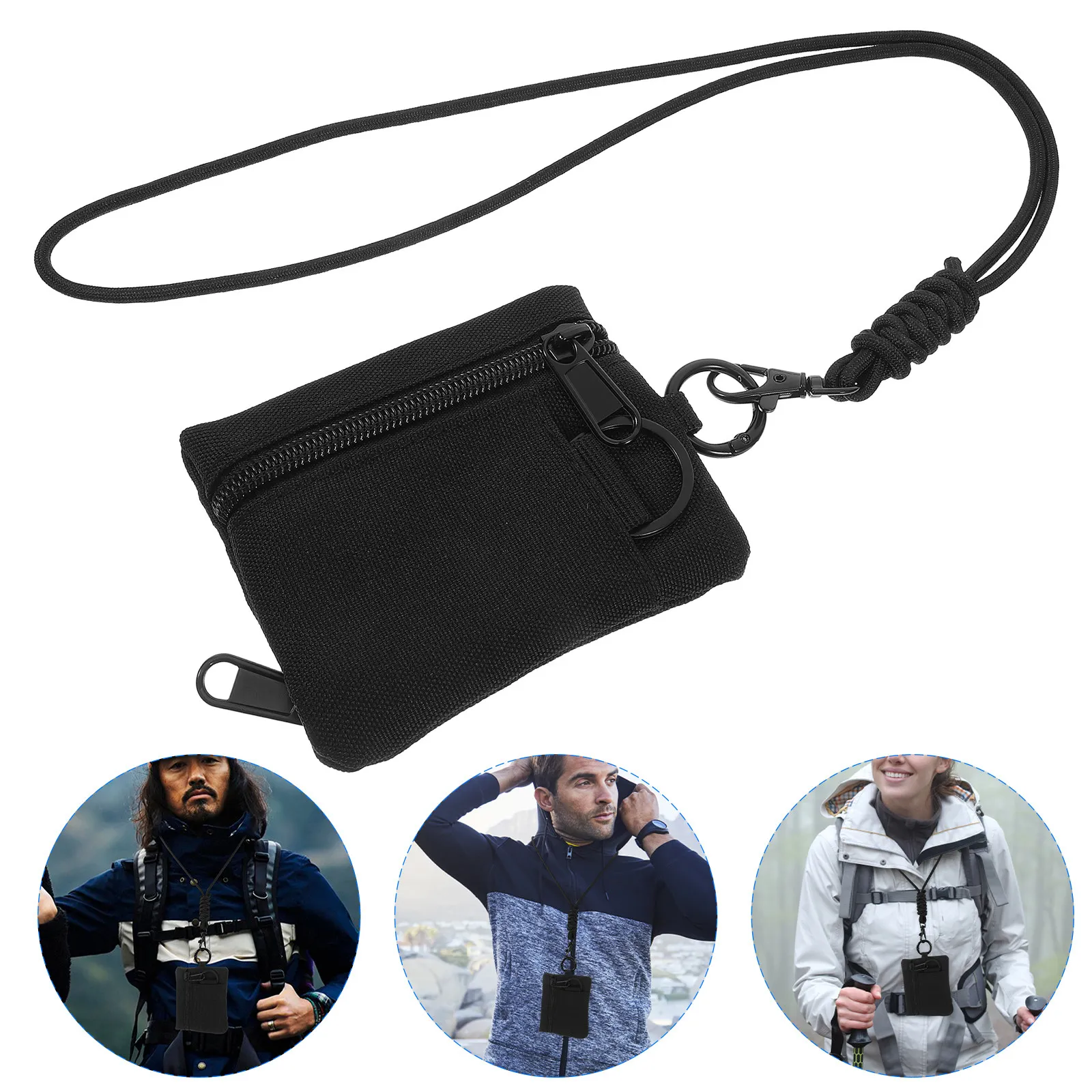 Hanging Earphone Bag Mini Lanyard Wallet for Women Men Small Travel Camping Pouch Oxford Nylon Wear-Resistant Outdoor Hanging