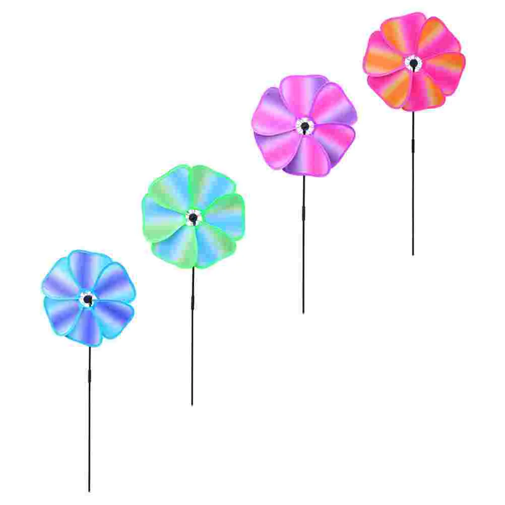 4-delig enkellaags effen kleur windmolen kinderen kleurrijk pinwheel plastic winnower kind