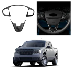 Car Steering Wheel Control Button Frame Cover for Ford Maverick 2022 2023 Carbon Fiber Interior Decoration Trim Accessories