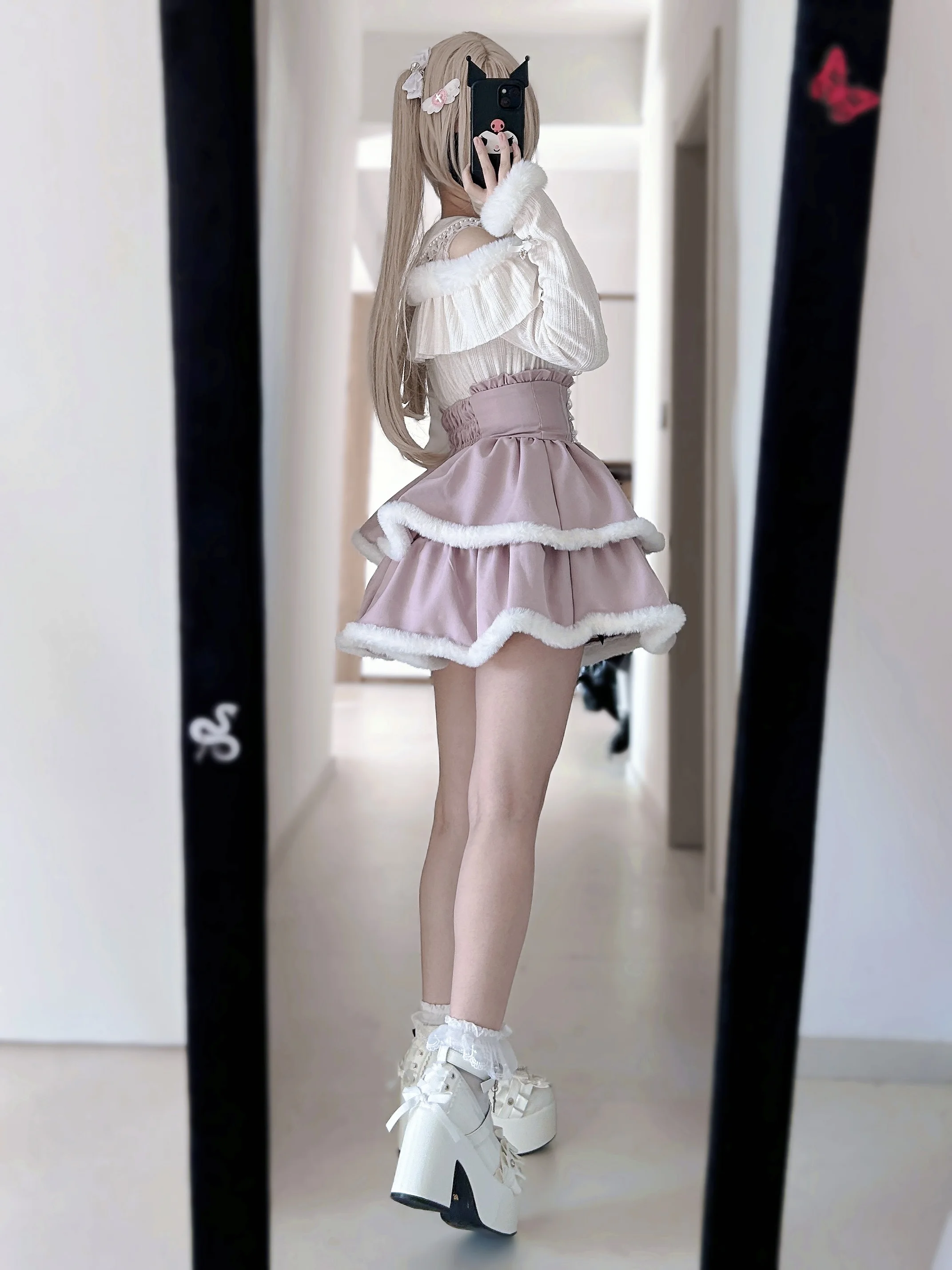 Rok Pendek Rumbai Renda Produksi Massal Desain Lolita Asli Jepang Rok Mengembang Gaya Boneka Gadis Manis Lucu Berlapis Ganda