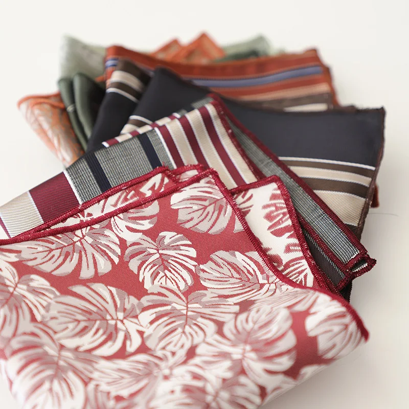 24Cm Sapu Tangan Bergaris Titik Hijau Coklat Persegi Saku Bunga Mewah Aksesori Setelan Pesta Pernikahan Dasi Sapu Tangan Lembut Formal