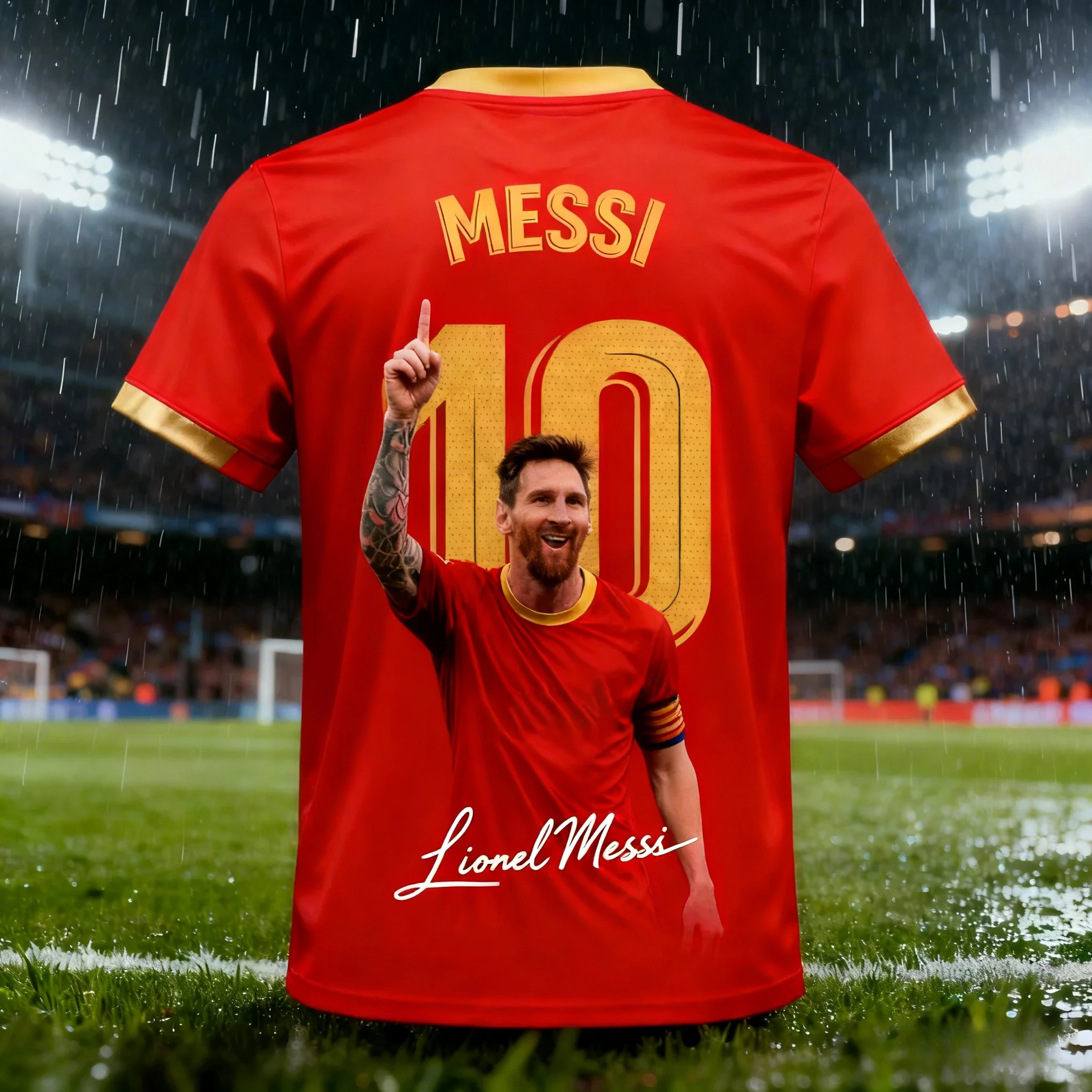 2026 Herren Lionel Messi 10 Barcelona T-Shirt, Fußball-Fan-Trikot, Schnelltrocknendes Kurzarm-Shirt, Fußball-Sport-Freizeithemd – Detail 6