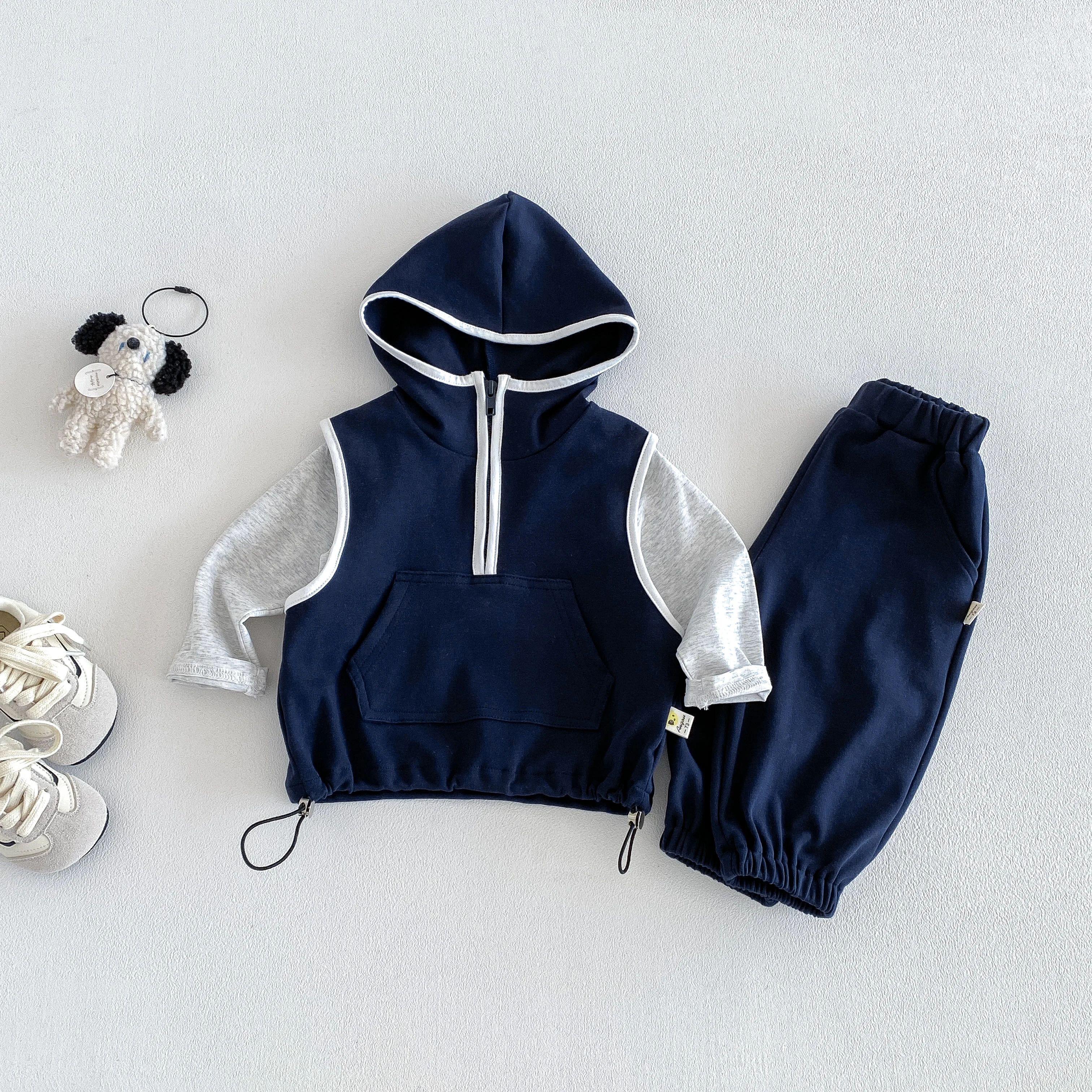 Men and women baby Korean-style hooded jacket set-trendy casual sporty stylish outfit