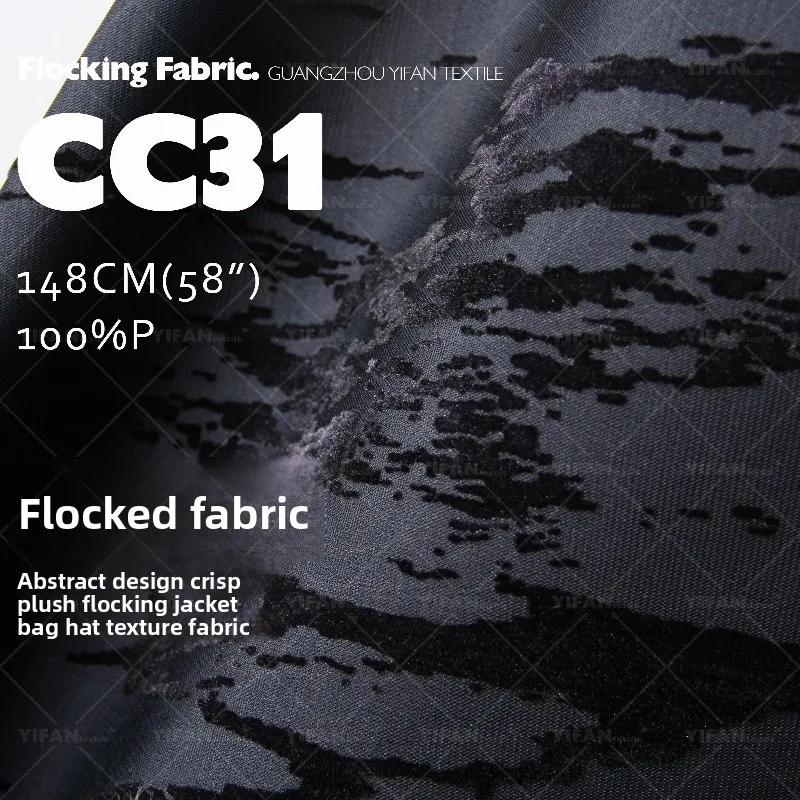 

Stiff Hand Flocked Down Fashion Fabric for Black Jacket Bag Hat Clothing Design Cloth Diy By The Yard Sewing Material Fabrics