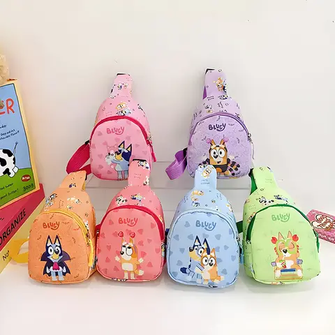 Bluey y Bingo Anime figura impresión dibujos animados Mnin mochila niños un bolso de hombro bolsa de mensajero regalo de cumpleaños
