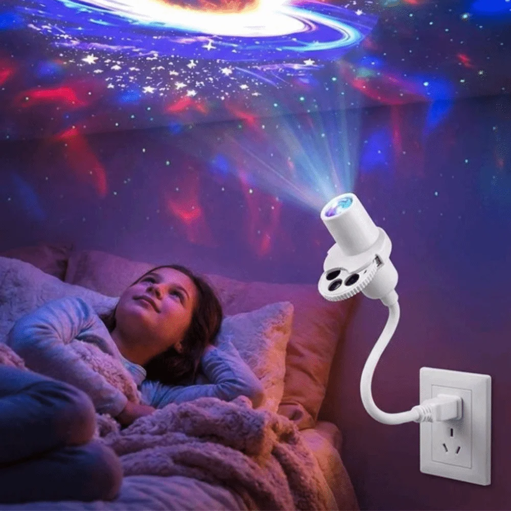 360 Degree Rotating Star Projector Light USB Powered Interchangeable Slides Star Background Light Flexible Neck Atmosphere Lamp
