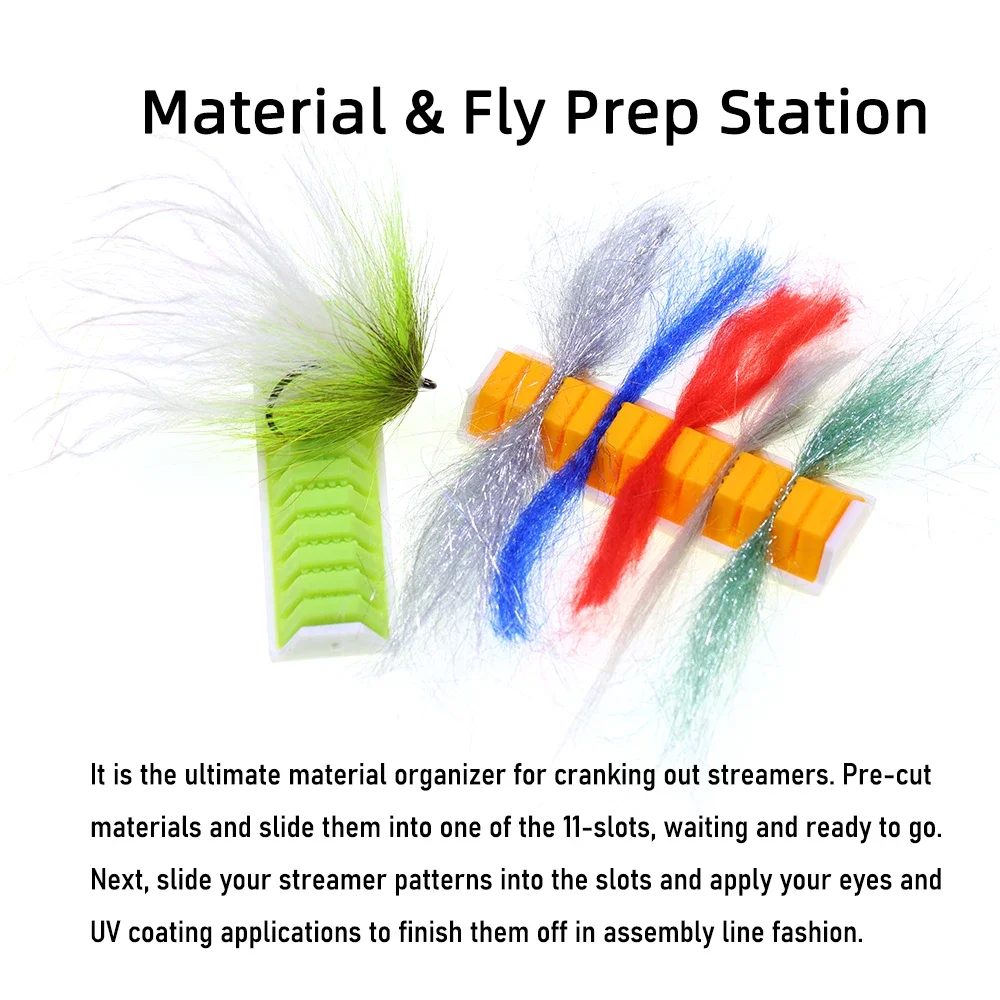 4PCS Fly Tying Material & Fly Prep Station Fishing Streamers Material Organizer Semi-finished Fly Display Holder Silicone Tool