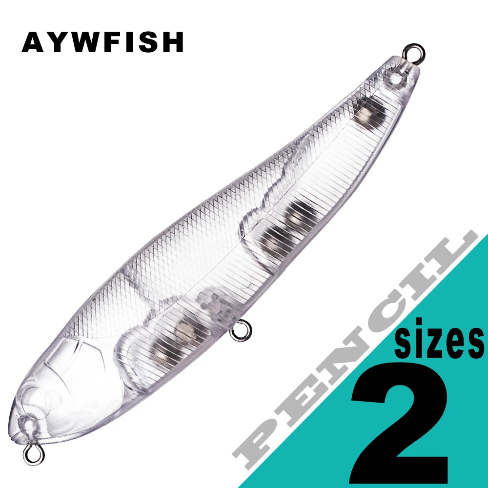 

AYWFISH Неокрашенная плавающая поппер DIY Жесткая приманка для окуня Воблер 2 размера Карандашная приманка для ходьбы собаки Искусственные заготовки для рыбалки
