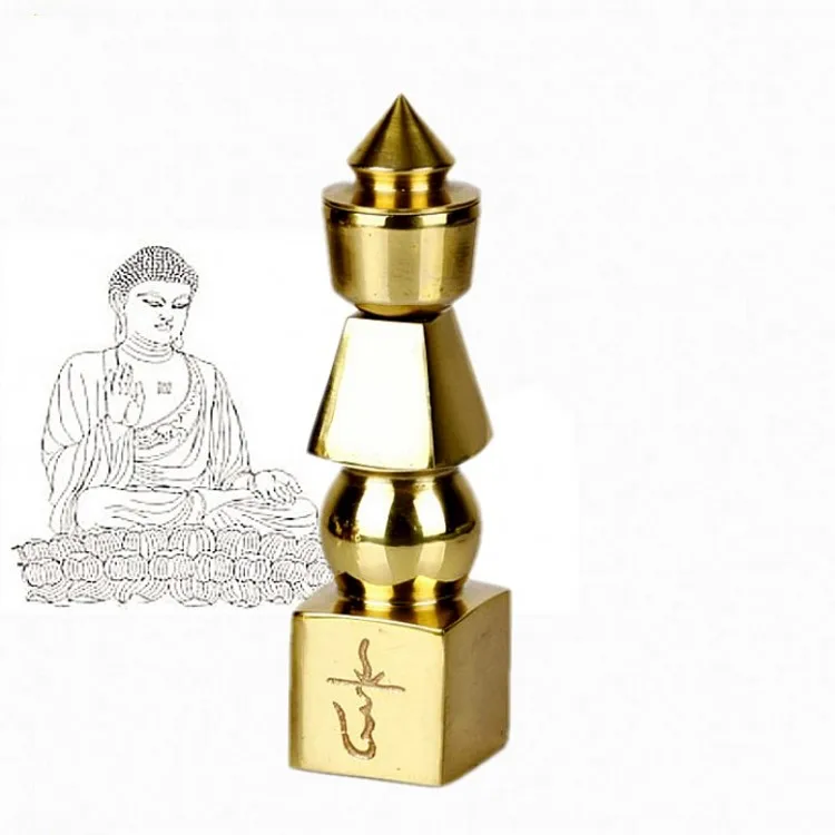 

Figurines Pure Copper Stupa Tathagata Treasure Tarpauline To Hide The Son of The Five Wheel Copper Pagoda Ornaments Buddhism