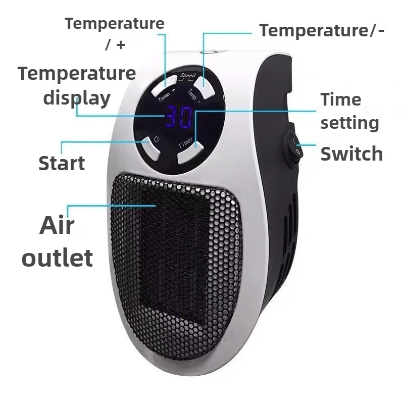 Цифровой обогреватель с контролем температуры, мини-электрический обогреватель с быстрым нагревом, офисный и бытовой обогреватель PTC, США, ЕС, Великобритания