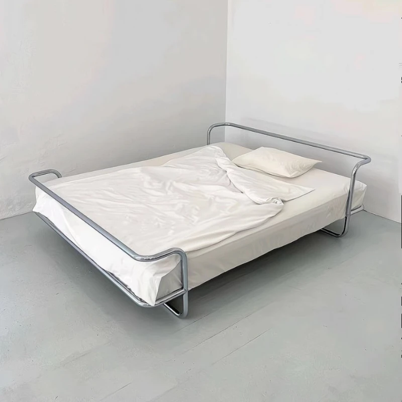 

Simple double bed stainless steel primary color light luxury 1.8m master bedroom 1.5m wedding bed