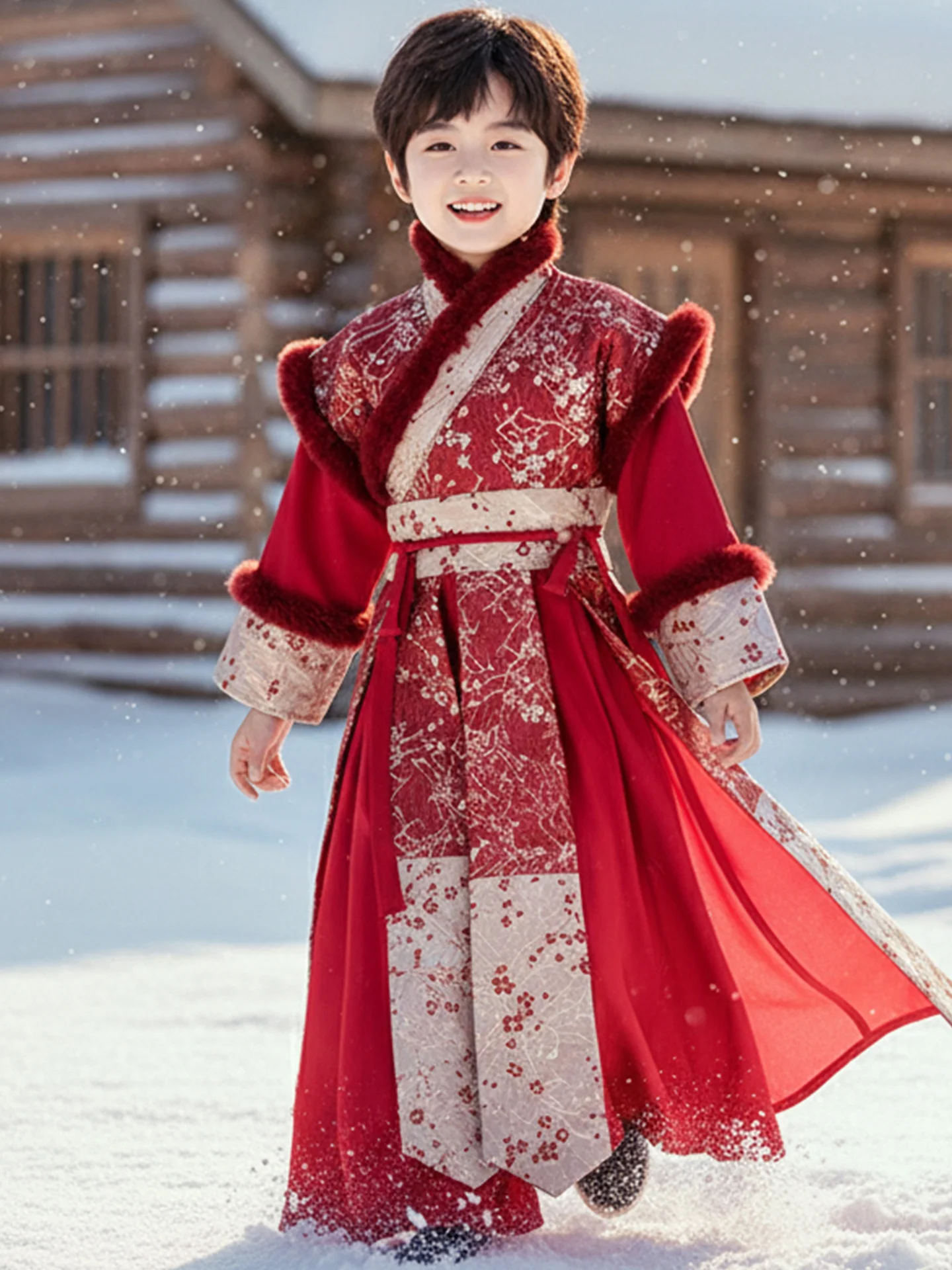 

Новое детское ханьфу 2026 года: новогодний наряд, красное, с флисовой подкладкой, зимний костюм Тан, традиционная китайская одежда для мальчиков