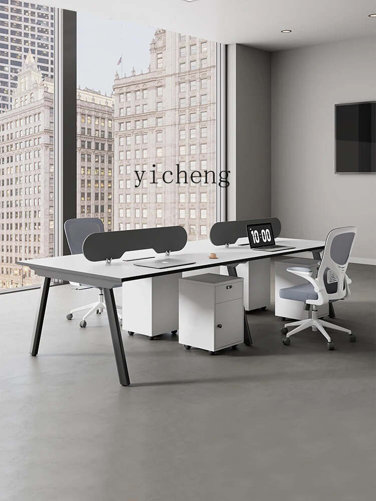 ZK Office Desk and Chair Combination Furniture Simple Modern Multi-Person Computer Partition Station Screen Staff Table