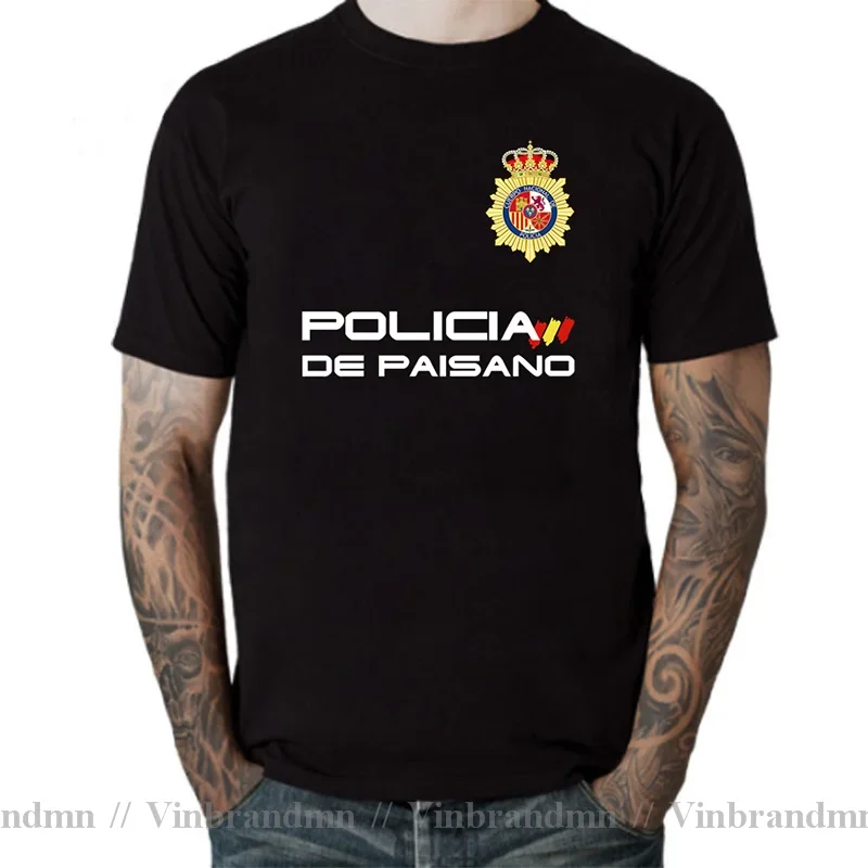 Camiseta Policía De Paisano (Cuerpo Nacional De Policía) T Shirt Men Cotton Short Sleeve O-Neck T-Shirt Casual Men's Tops Tshirt