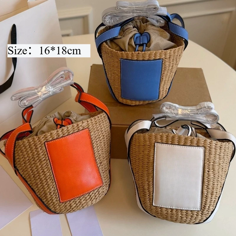 

2026 Summer Straw Bag Women Basket Handmade Woven Beach Vacation Large Capacity Rattan Tote Shoulder Crossbody Casual Daily Bag