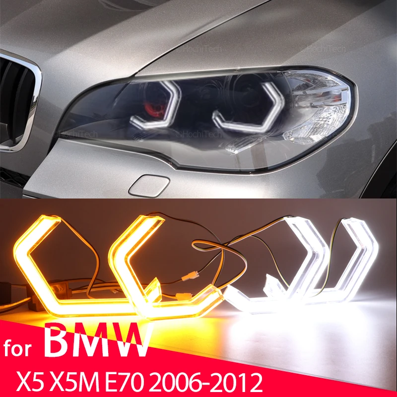 

M4 style LED Angel Eyes Bulb Ring White Yellow Lamp Daytime Running Light DRL Styling Light for BMW X5 X5M E70 2006-2012