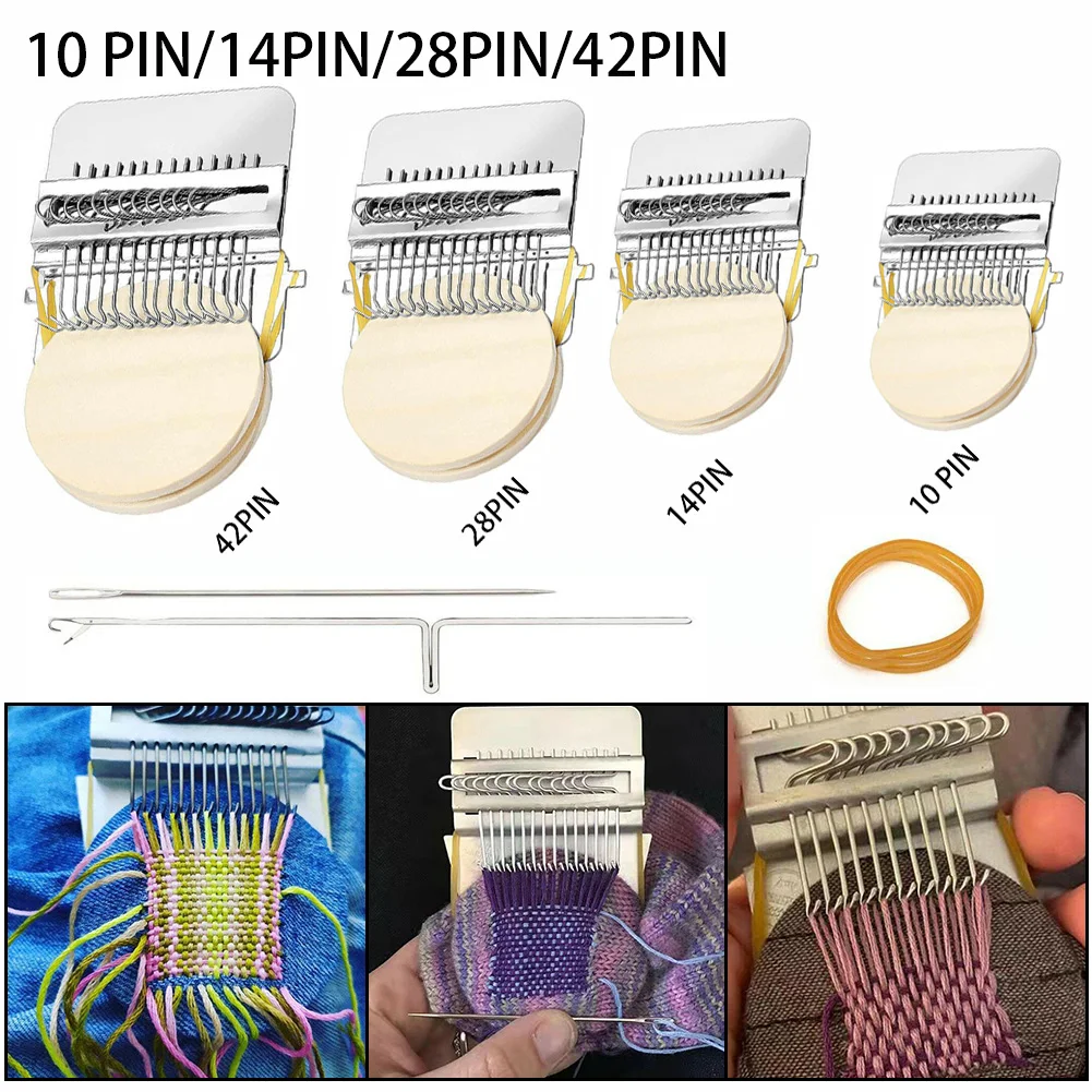 10/14/28/42Hooks Weave Tools Mending Jeans Clothes Wooden Small Loom Fun Mending Loom Speedweve Weave Tool Darning Machine Loom