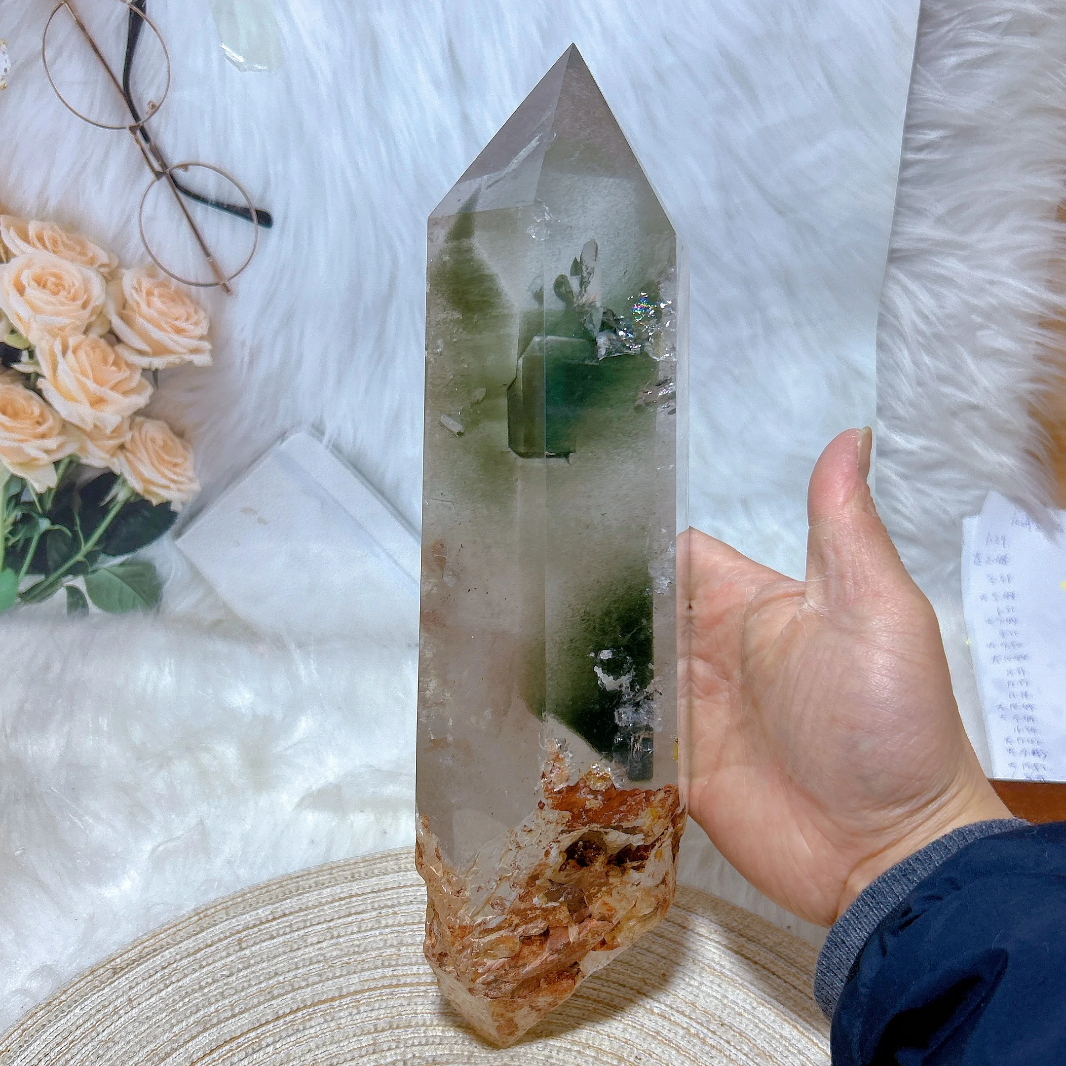 Natural Large Garden Quartz Tower Rainbow Crystal Raw Stone Healing Gemstone Energy Mineral Reiki Ornament Home Decoration Gift