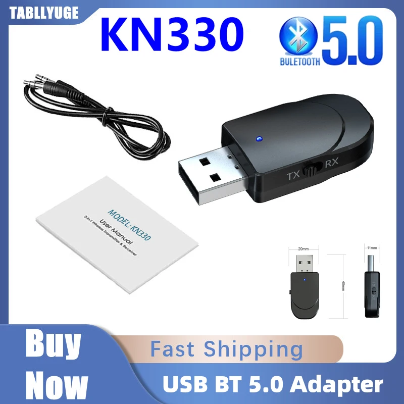 Immagine 5: KN330 3in1 USB EDR Bluetooth 5.0 Trasmettitore Ricevitore Adattatore Dongle 3.5mm AUX RCA per TV PC Cuffie Stereo domestico Auto HIFI