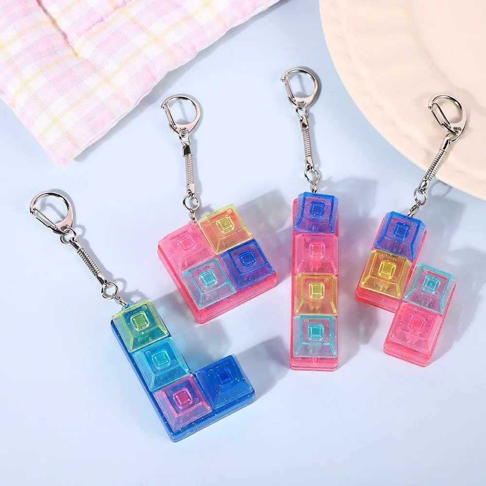 Creatve 4 Keys Fidget Keychain Key Button Keycap Clicker Toy Pendant Pass The Time Stress Relief Pinch Toy for Adult