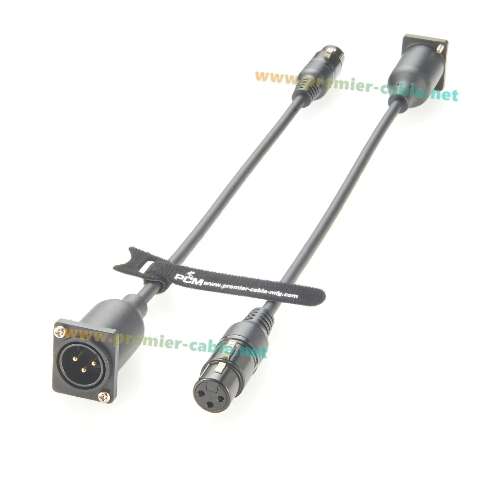 D タイプ DMX512 XLR 3 ピン オス - メス延長ケーブル XLR フランジ パネル マウント パススルー コード オーディオ マイク ステージ照明用