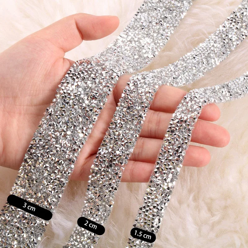 Crystal Rhinestone Ribbon, Bling Ribbons Roll, Banding Belt, Envolver para bolos de casamento, Birthday Crafts Decorações, 3 Rolls