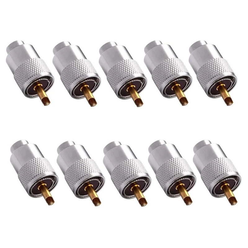 10 Pack UHF/PL-259 Solder Connector Plug With Reducer For RG8X, RG8, RG59, LMR-400, RG-213 Coaxial Coax Cable