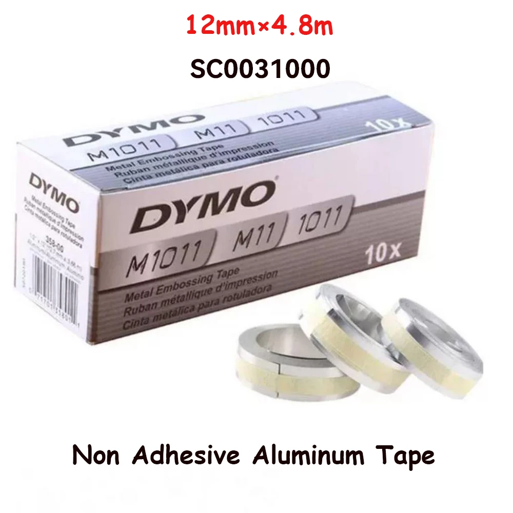 

10PCS Non Adaptive Aluminum Tape SC0031000 12mmx4.8m For DYMO Metal Embosser M1011 Aluminum Non Stick Label Tape