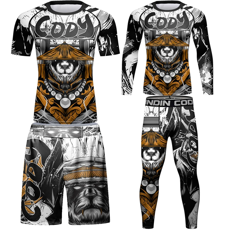 

Jiu Jitsu Rashguard Men T Shirt Suit MMA Rash Guard BJJ Boxing Jerseys Muay Thai Shorts Compression Shirt Kickboxing Sport Wear