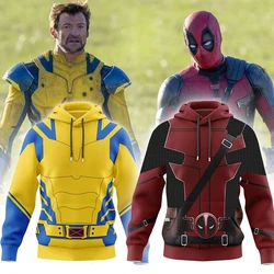 Deadpool Wolverine Cosplay Hoodie Superhero 3D Polyester Autumn  Unisex Wolverine Jacket Thin Party Deadpool Costume Halloween