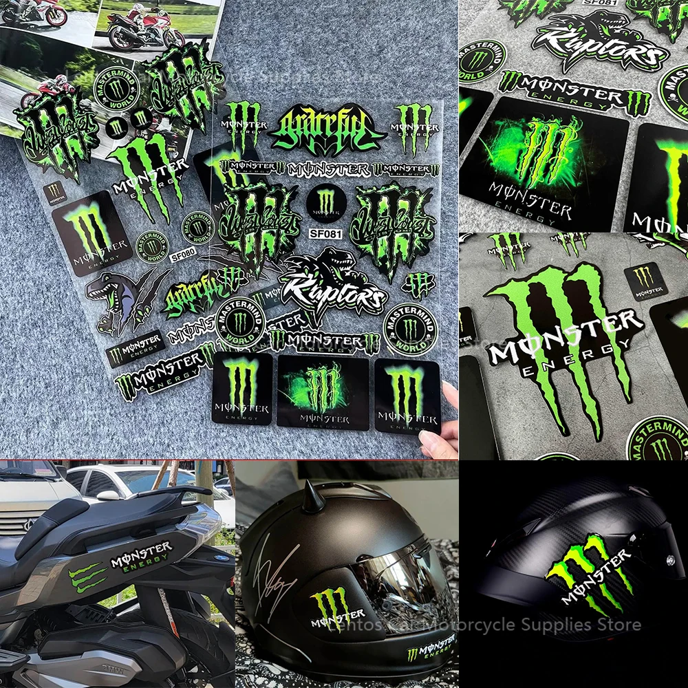 

New Monster Energy Motorcycle Stickers Helmet Reflective Decorative Stickers