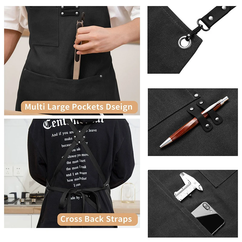 

Thickened Canvas Apron Milk Tea Coffee Shop Barber Work Clothes Handmade Artisan Art Apron