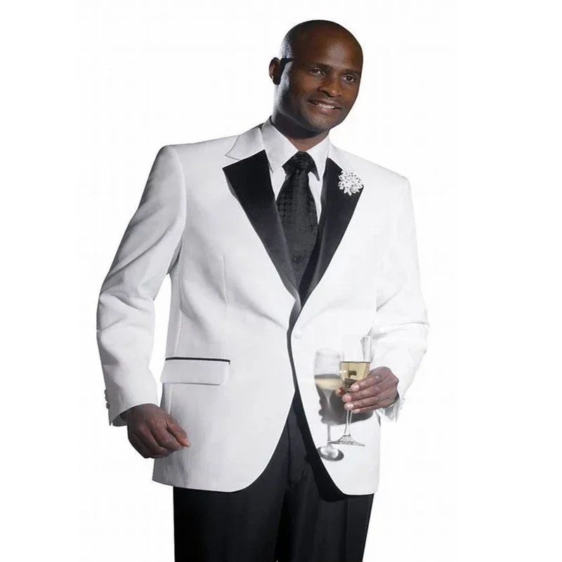 Formal Wedding Men Suits Men's Notch Lapel Blazer One Button Jacket Black Pants Wedding Business Groom Dinner Tuxedos