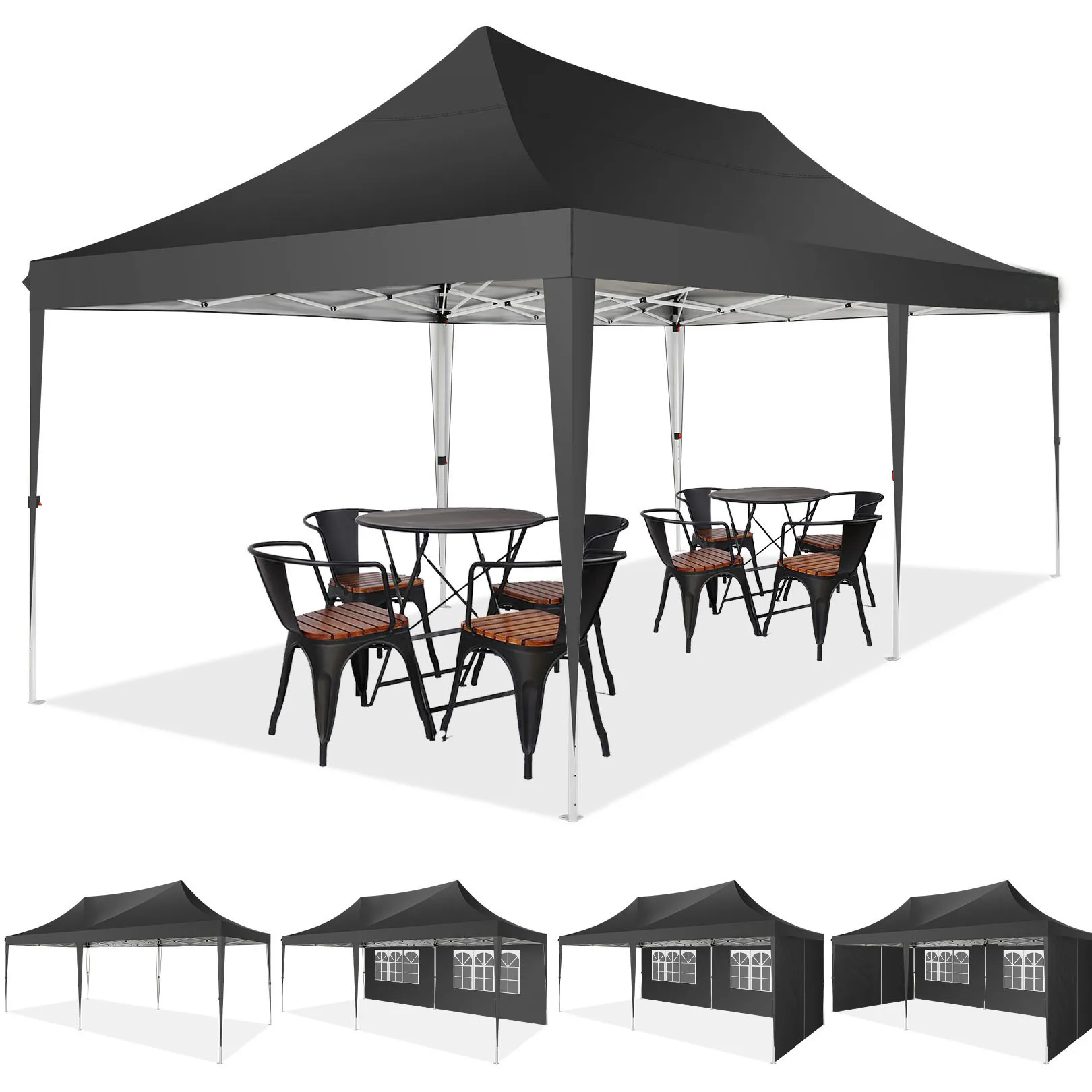 10x20 Pop Up Canopy Tent with 6 Sidewalls, Wedding Party Tent Outdoor Canopy UV50+ Waterproof Canopy Tent Outdoor Gazebo